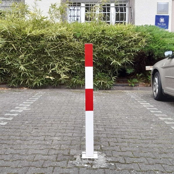 Fold Down Parking Post with Key Cylinder Lock, (70x70mm x 1000mm) - Urban Elements