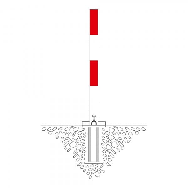 Fold Down Parking Post with Key Cylinder Lock, (70x70mm x 1000mm) - Urban Elements