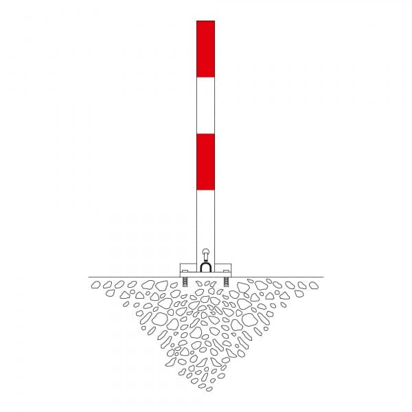 Fold Down Parking Post with Key Cylinder Lock, (70x70mm x 1000mm) - Urban Elements